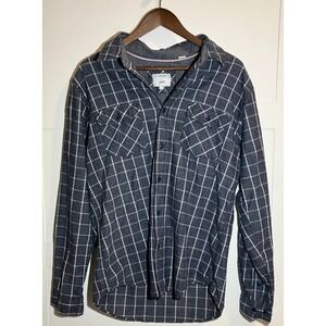 Established 1897 Mens Large Long Sleeve‎ Blue Plaid Flannel Button Cotton Preppy